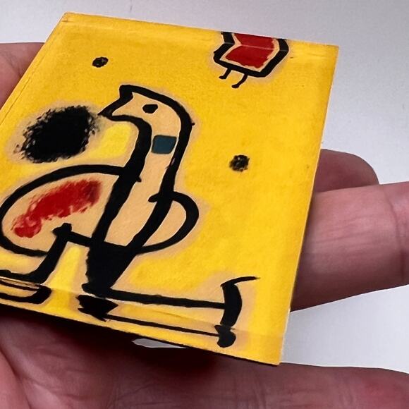 Joan Miro Signed Sans Titre Lucite Art Brooch Pin Artwork Costume Jewelry - Picture 4 of 7